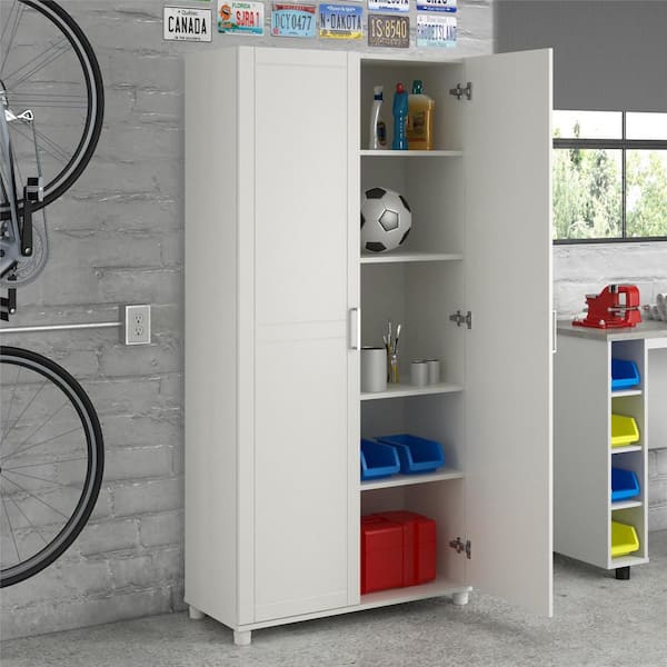 Wood Freestanding Garage Cabinet in White (36 in. W x 74 in. H x 15 in. D)