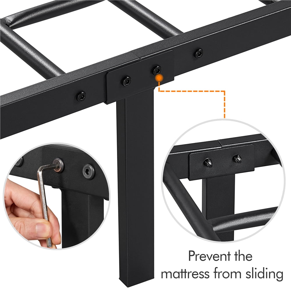 Easyfashion Juno Metal Canopy Frame Four Poster Bed with Headboard and Footboard, Black, Twin