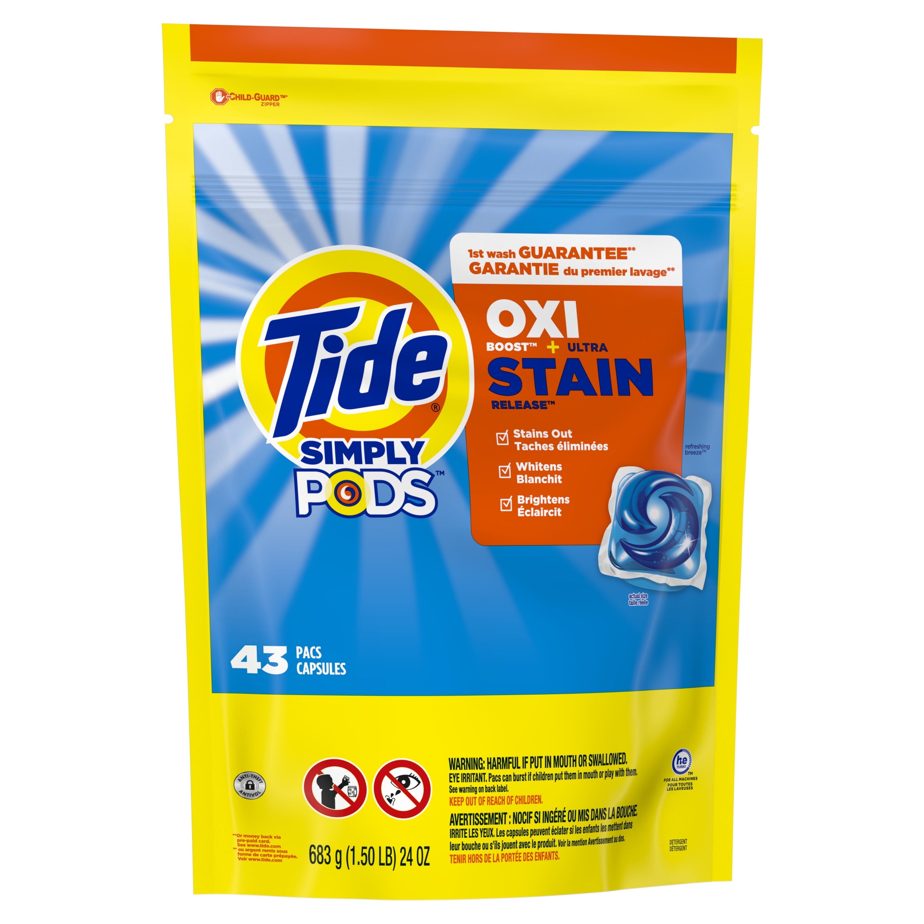 Tide Simply Pods Laundry Detergent Soap Packs, Refreshing Breeze, 43 Ct