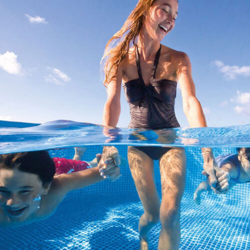 Intex 8.5ft x 26in Rectangular Frame Above Ground Backyard Swimming Pool, Blue