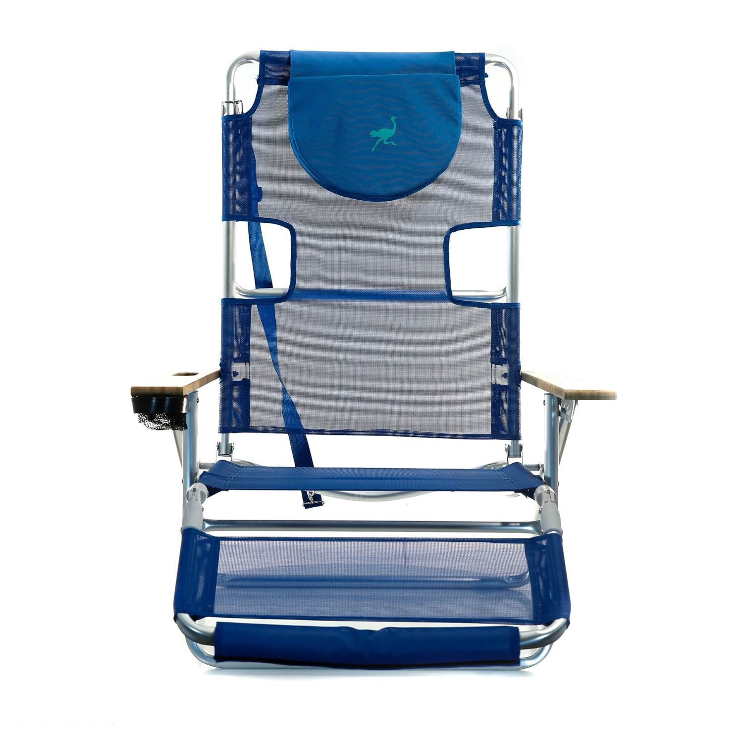 Ostrich 3 N 1 Lightweight Aluminum Frame 5 Position Reclining Beach Chair, Blue