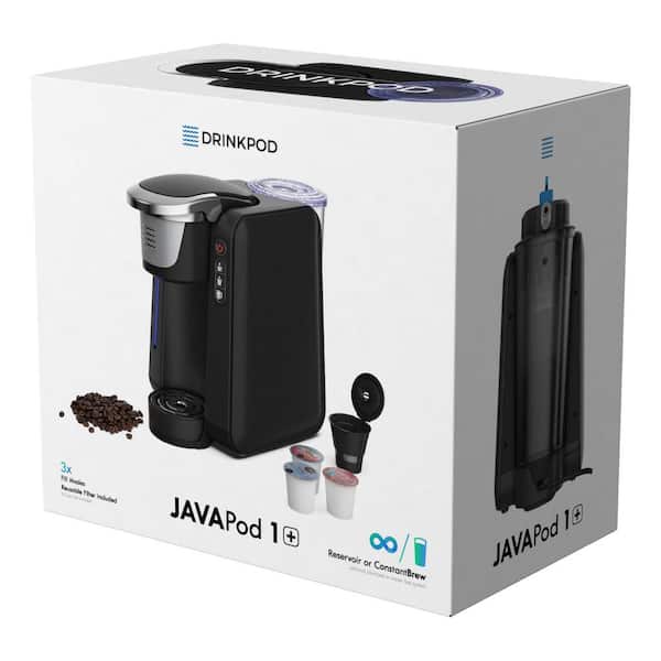 JAVAPod K-Cup Black Coffee Maker Single Serve Brewer, 10 Cup Refillable or Unlimited Cup In-Line Direct Water Connection