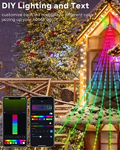 Outdoor Christmas Decorations Lights with Star, Smart DIY Custom Display 11.8ft