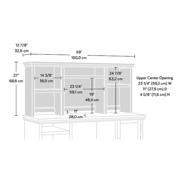 Aspen Post 59.055 in. Pebble Pine Desk Hutch with Adjustable Shelves