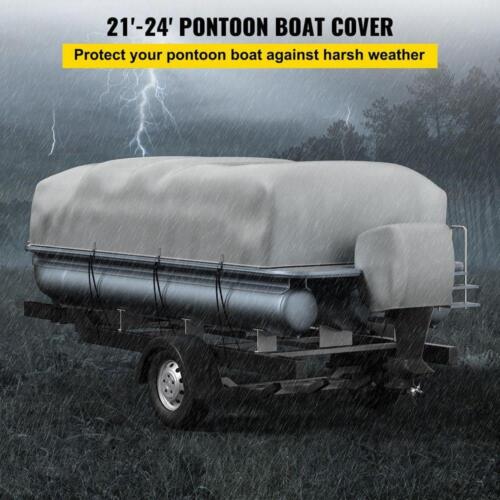 NEW Pontoon Boat Cover Trailerable Boat Cover 600D Marine Oxford Fabric Gray