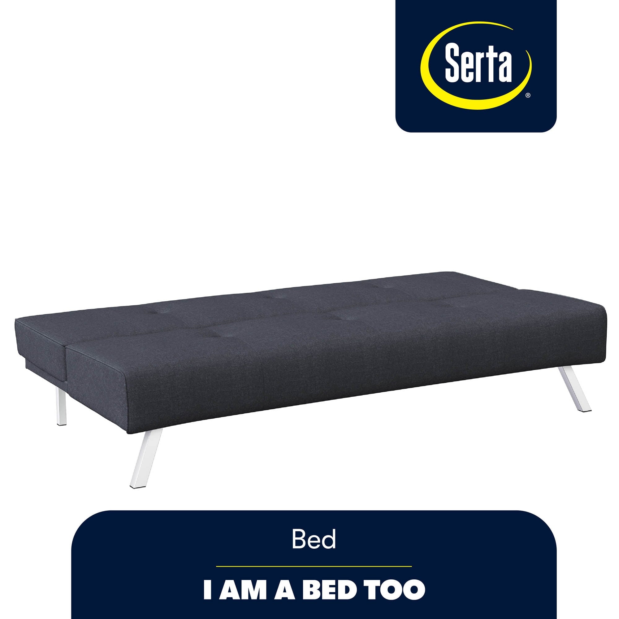 Serta Shirley Modern Tufted Futon, Charcoal Gray Fabric