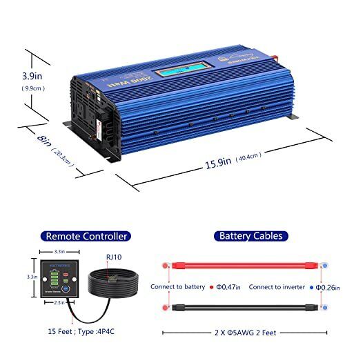 Power Inverter 2000w DC 12V to AC 120V Modified Sine Wave Inverter with 2000W