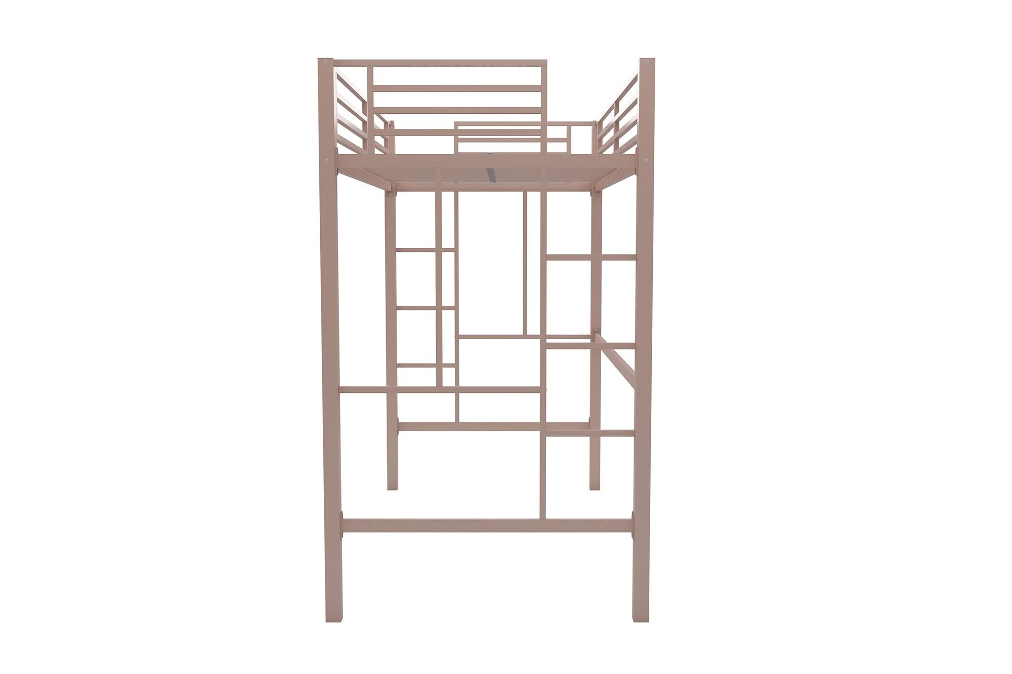 Your Zone Brittain Twin Metal Loft Bed, Pink