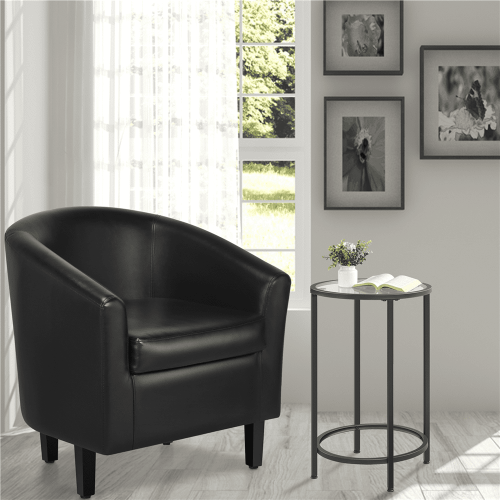 Yaheetech Faux Leather Accent Arm Chair For Living Room, Black