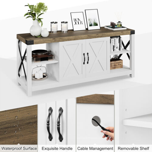 59" Retro TV Stand Entertainment Center Console Table Cabinet For up to 65" TVs