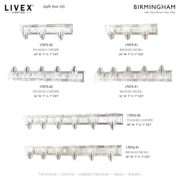 Birmingham 6 Light Brushed Nickel Vanity Sconce