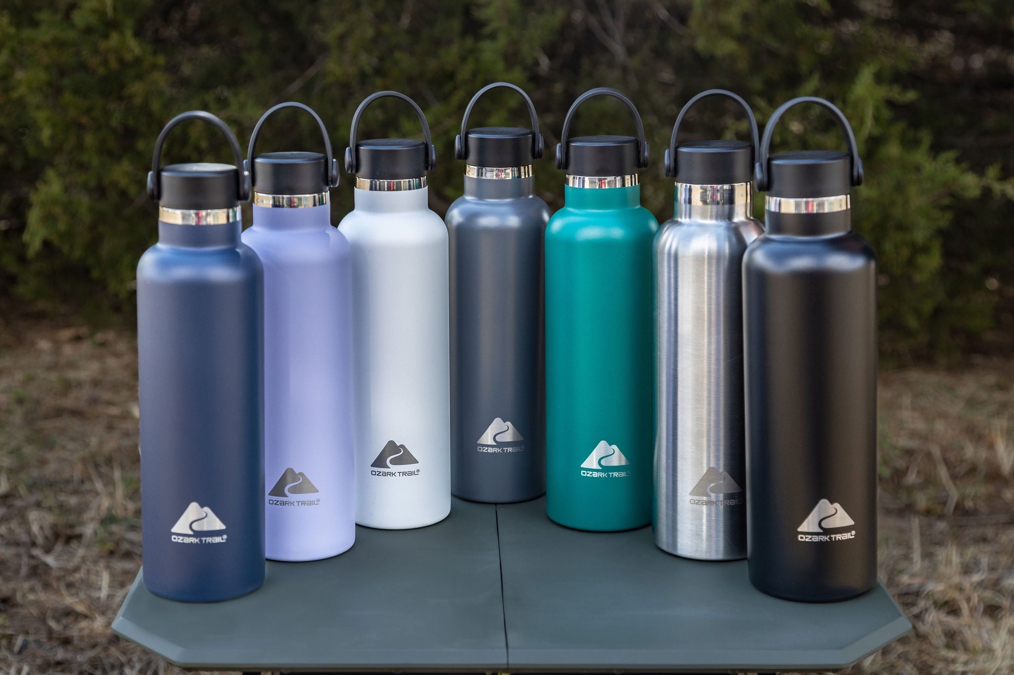 Ozark Trail 24 fl oz Blue Insulated Stainless Steel Water Bottle, Twist Cap with Loop Handle