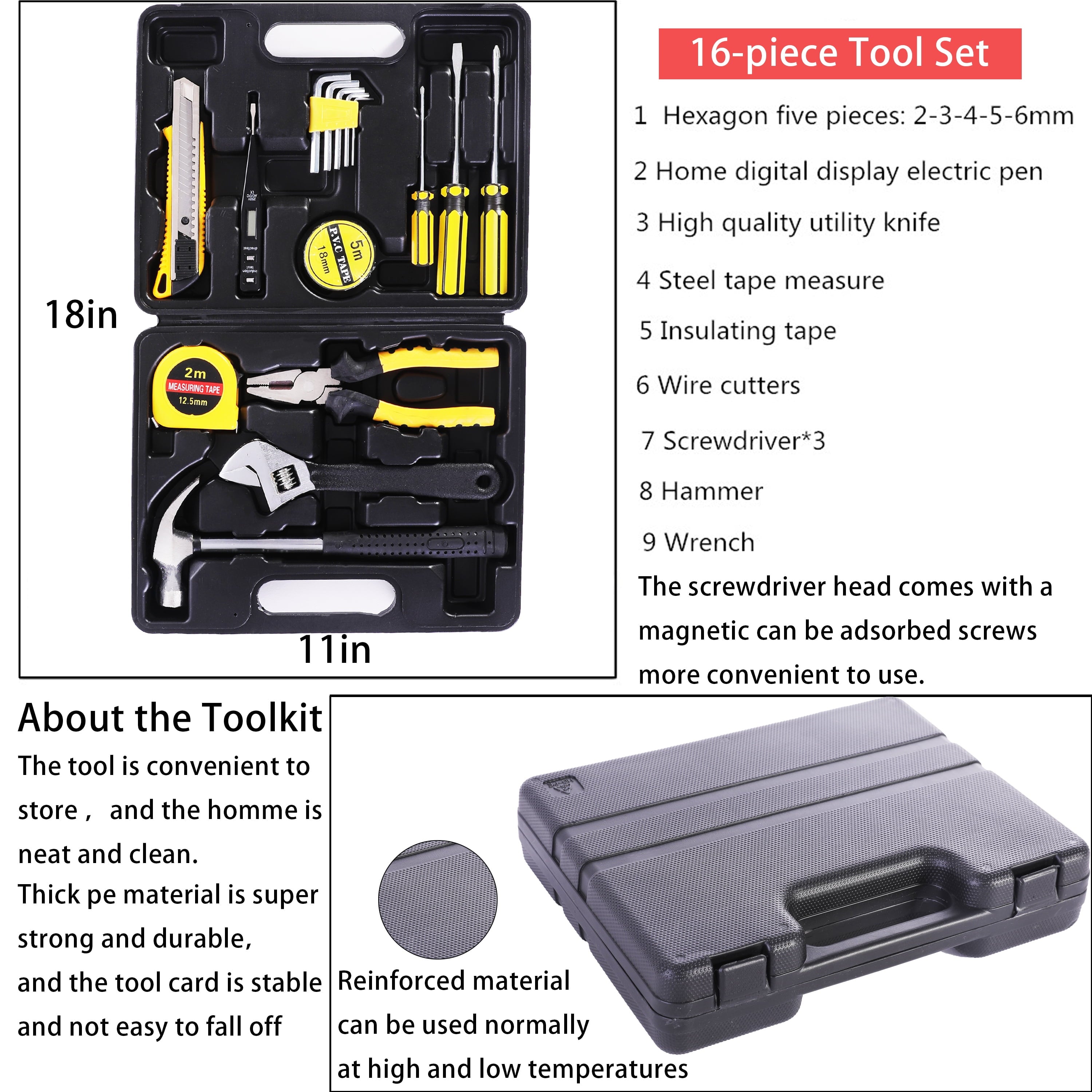 YILAIRIOU Car Emergency Roadside Kit- Safety Kits for Cars, Car Jumper Cables Kit 11.8 Foot (Upgrade) 124 Pcs Car Tool Kit,Tow Strap, Folding Survival Shovel