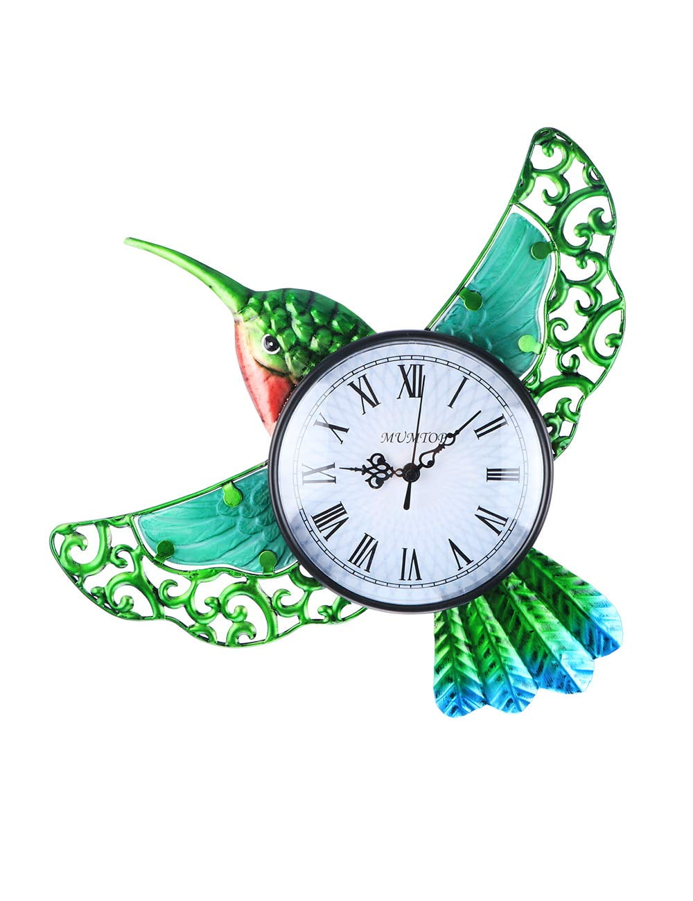 WONDER garden Indoor Outdoor Wall-Mounted Clock Hummingbird with Waterproof Feature Decor Patio Garden Living Room
