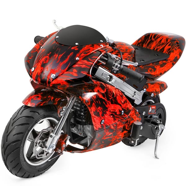 Mini Red Flame Pocket Bike Kids Adult Gas Motorcycle 40cc 4-Stroke EPA Motor Engine