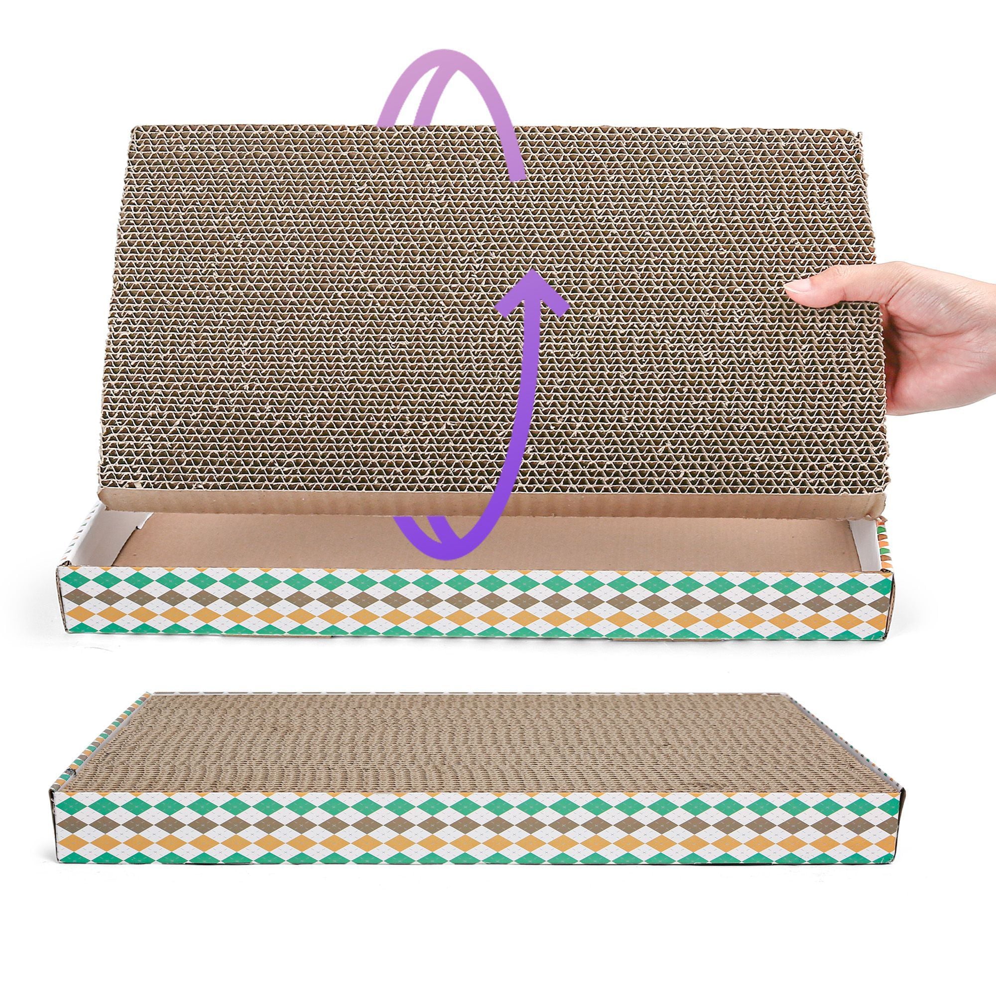 PrimePets XL Wide Cat Scratcher with Catnip,3 Pack Reversible Cat Scratch Pad with Box