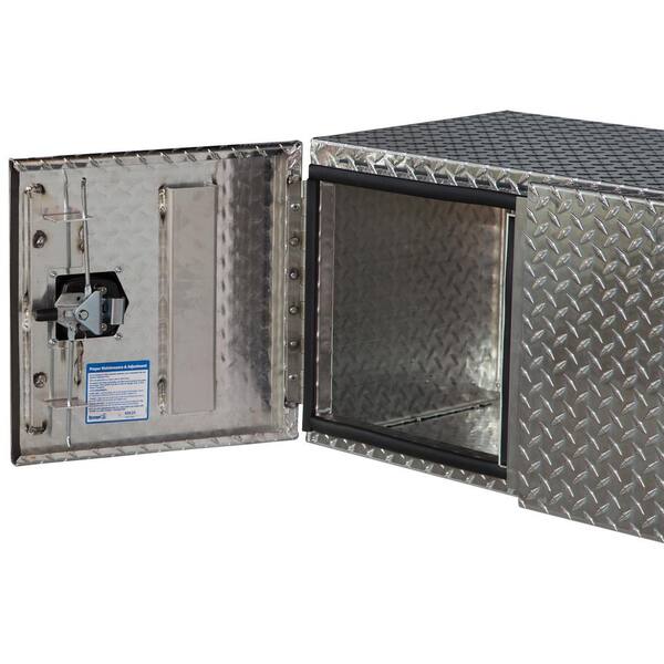 24 in. x 24 in. x 48 in. Diamond Plate Tread Aluminum Underbody Truck Tool Box with Barn Door