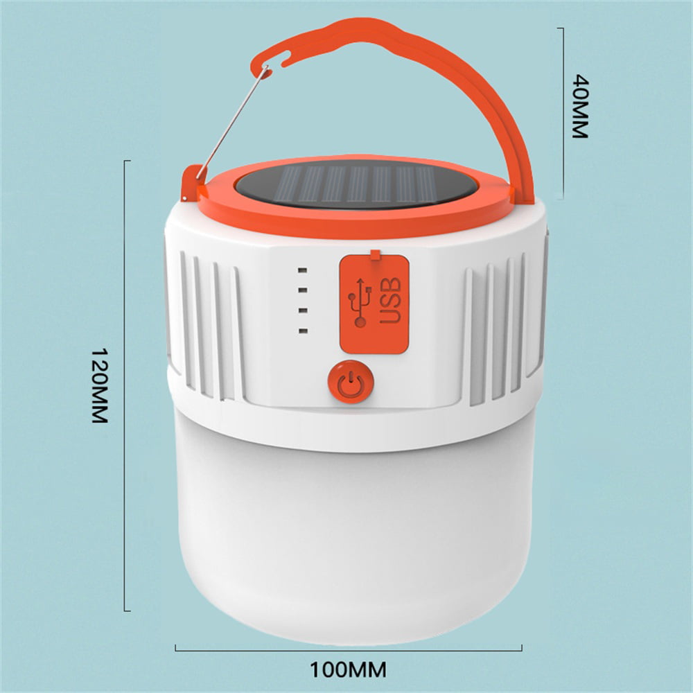 LED Camping Lantern Rechargeable, 4 Light Modes, 2400mAh Power Bank, IP44 Waterproof, Solar Camp Lantern with USB Cable, for Equipment Charging, Life Saving Kit, Hiking, Fishing, Home, Camping