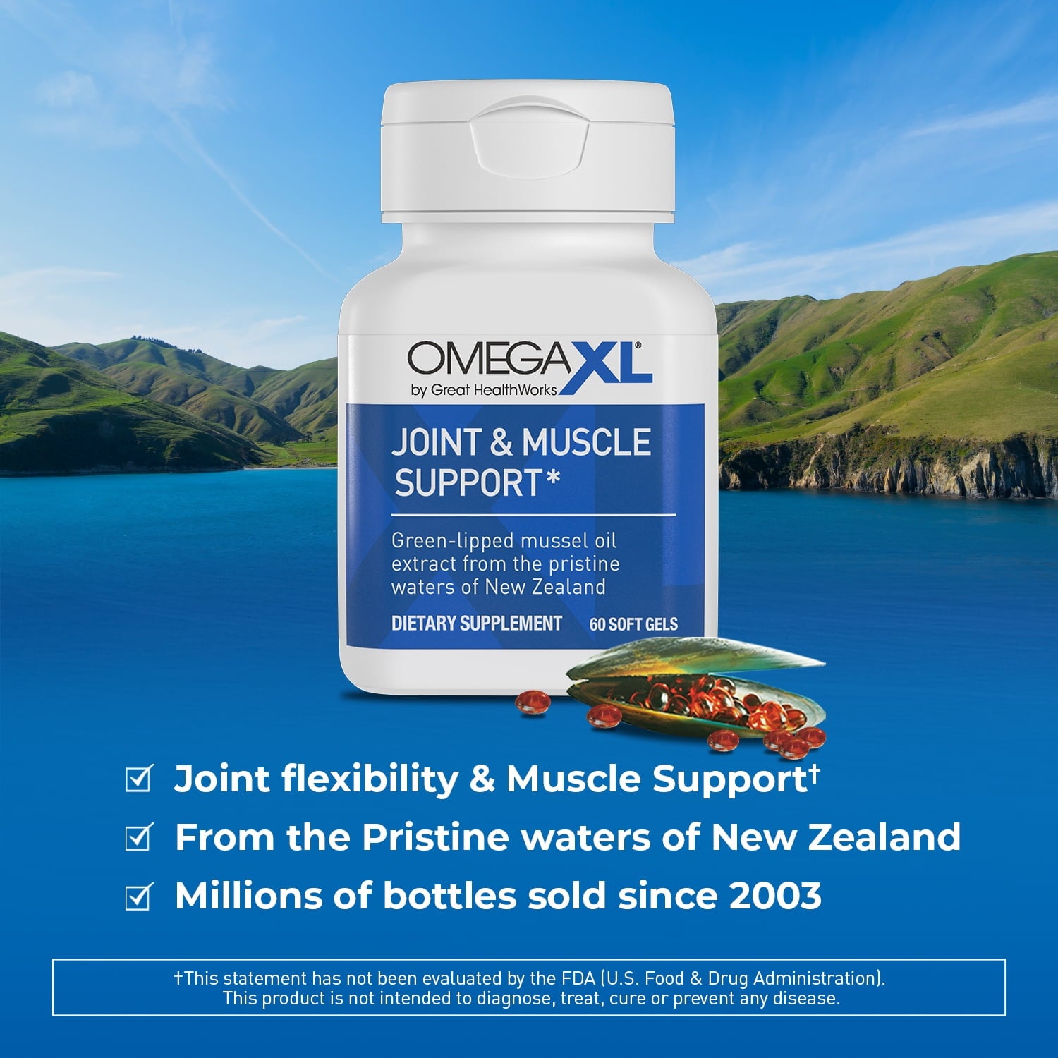 OmegaXL, Supplement Green-Lipped Mussel Oil - 60 Softgels