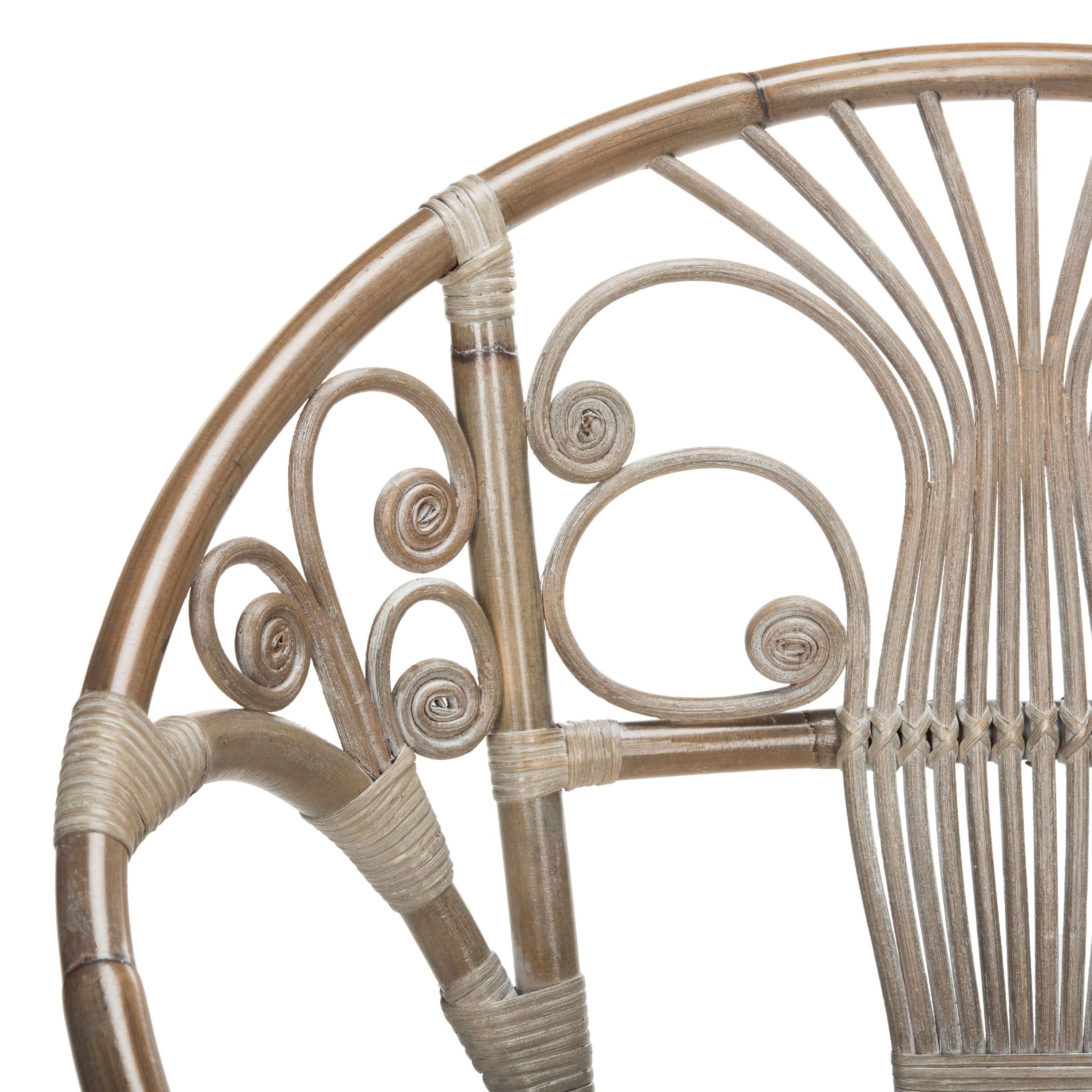 SAFAVIEH Carlson Round Classic Ratten Accent Chair, Grey White Wash