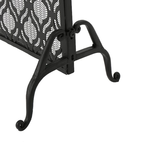 Ellias Modern Black Single Panel Iron Fire Screen
