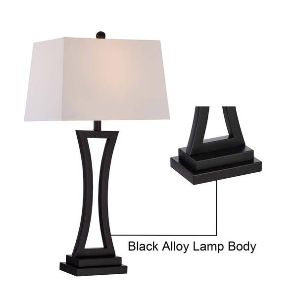 Cincinati 24 '' Black Table Lamp Set With White Shade (2-Pack）