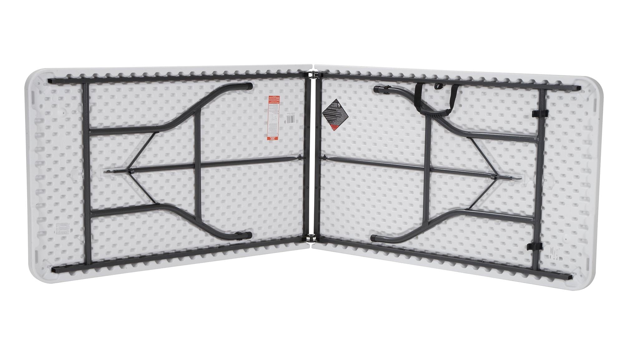 COSCO Deluxe 8 foot x 30 inch Fold-in-Half Blow Molded Folding Table, White