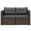 Superjoe 2 Pcs Outdoor Patio Furniture Garden Loveseat Wicker Couch,Gray