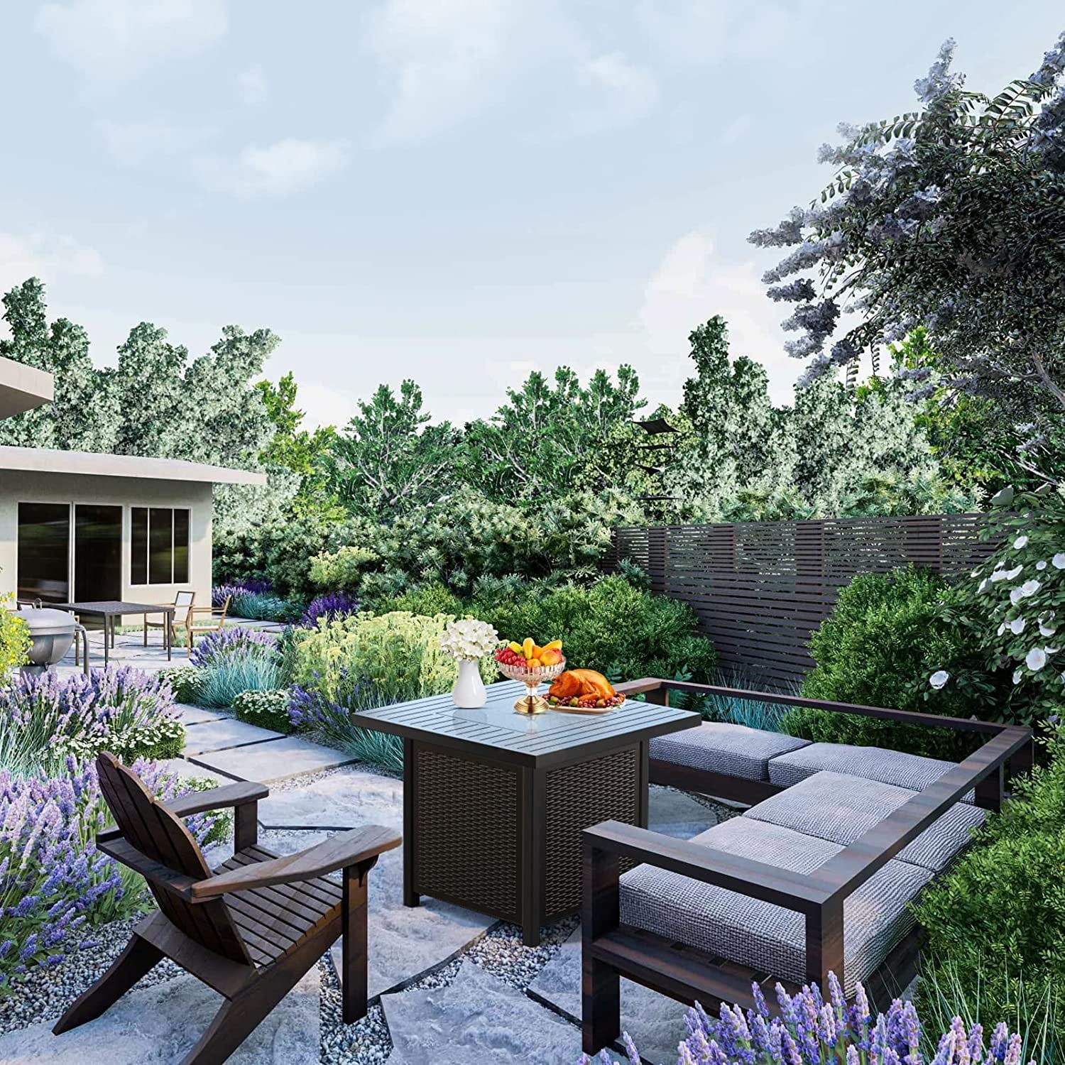 CECAROL 32 inch Propane Fire Table with Lid, Auto-Ignition 50000 BTU with External Igniter