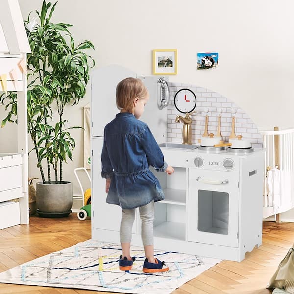 Kids Kitchen Playset Pretend Play Cooking Set With Vivid Faucet and Telephone