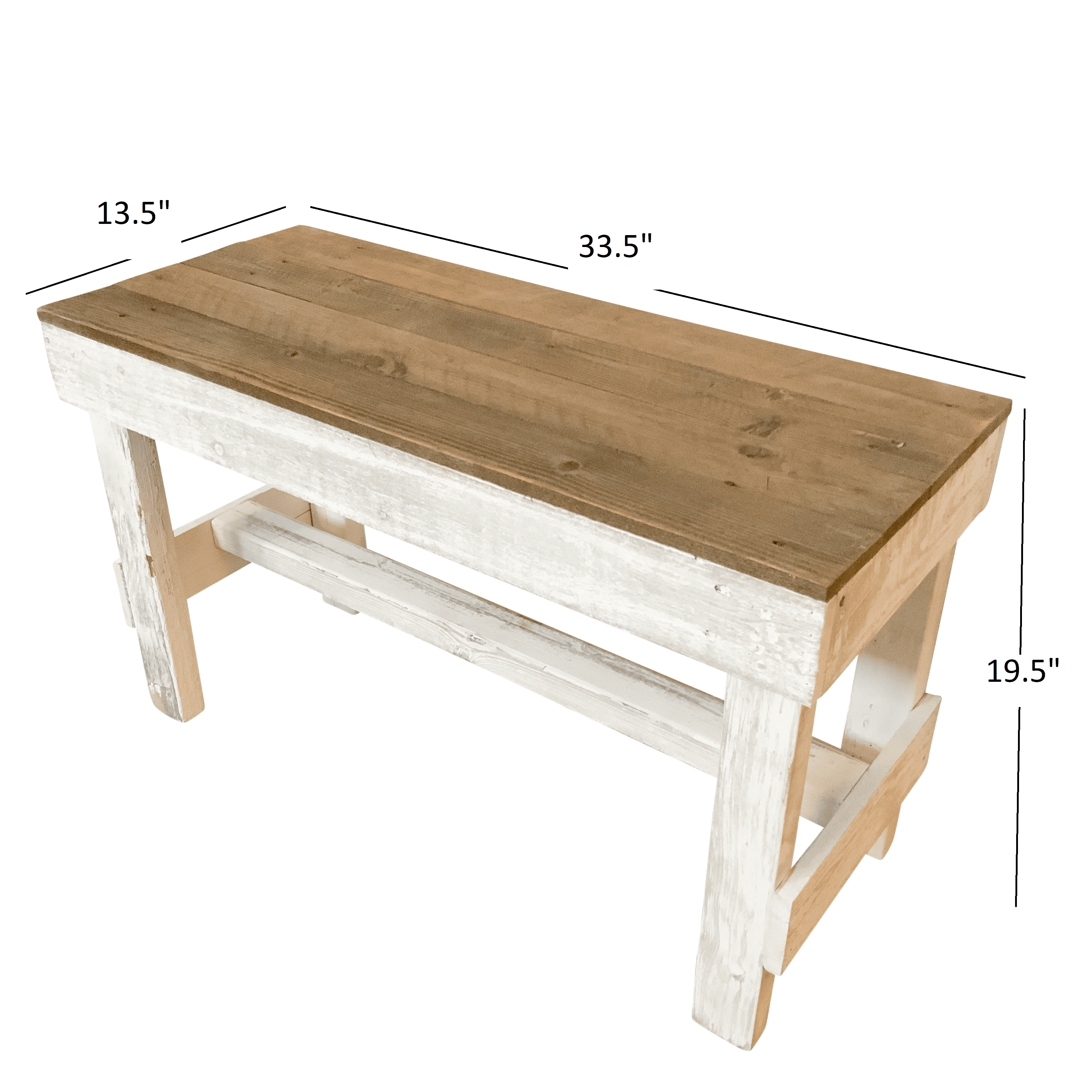 Woven Paths Reclaimed Wood Entryway Bench, Dark Brown & White