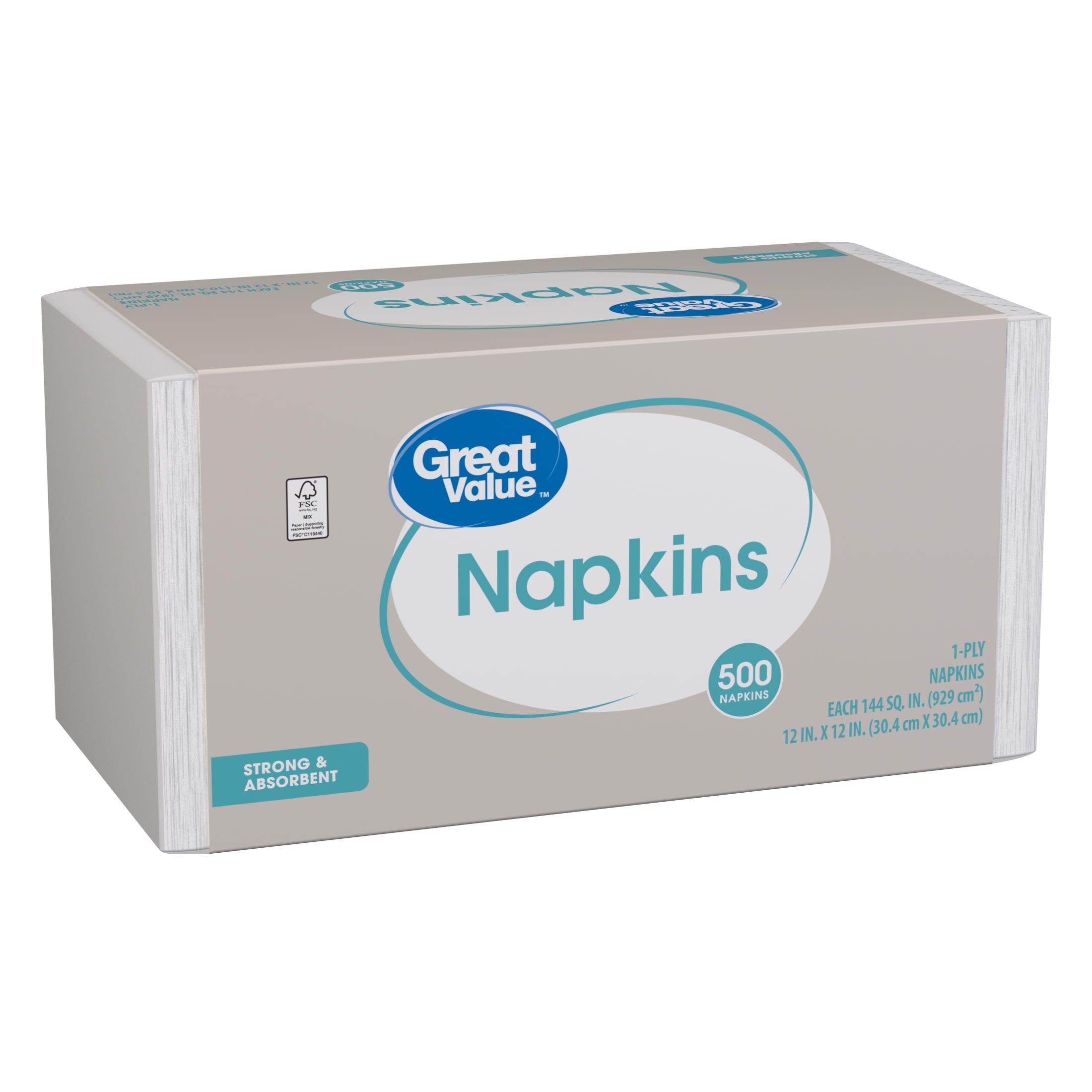 Great Value Disposable Paper Napkins, White, 500 Count