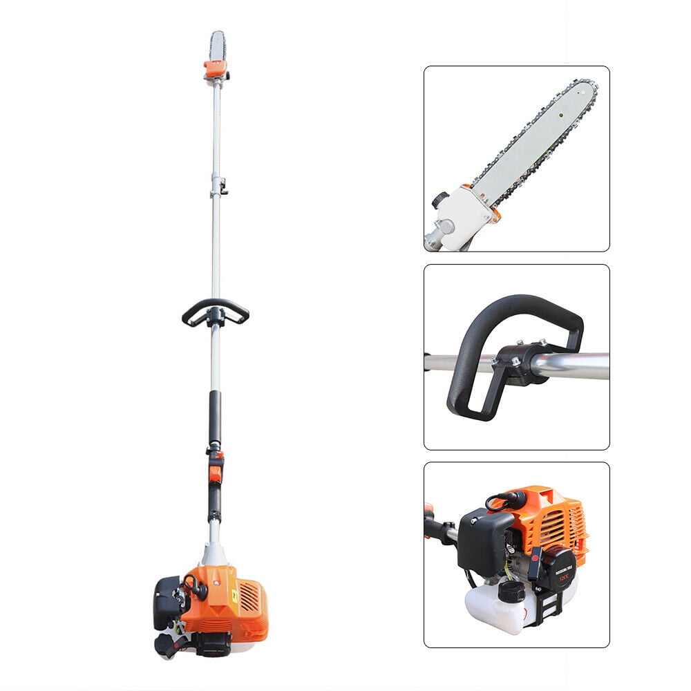 2-Stroke 52CC Gas Powered Straight Shaft Brush Cutter Pole Saw Hedge Trimmer