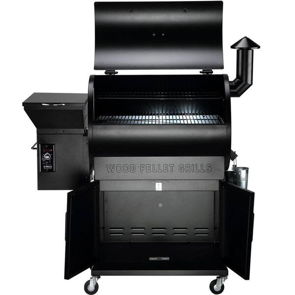 694 sq. in. Pellet Grill and Smoker with cabinet storage, Black