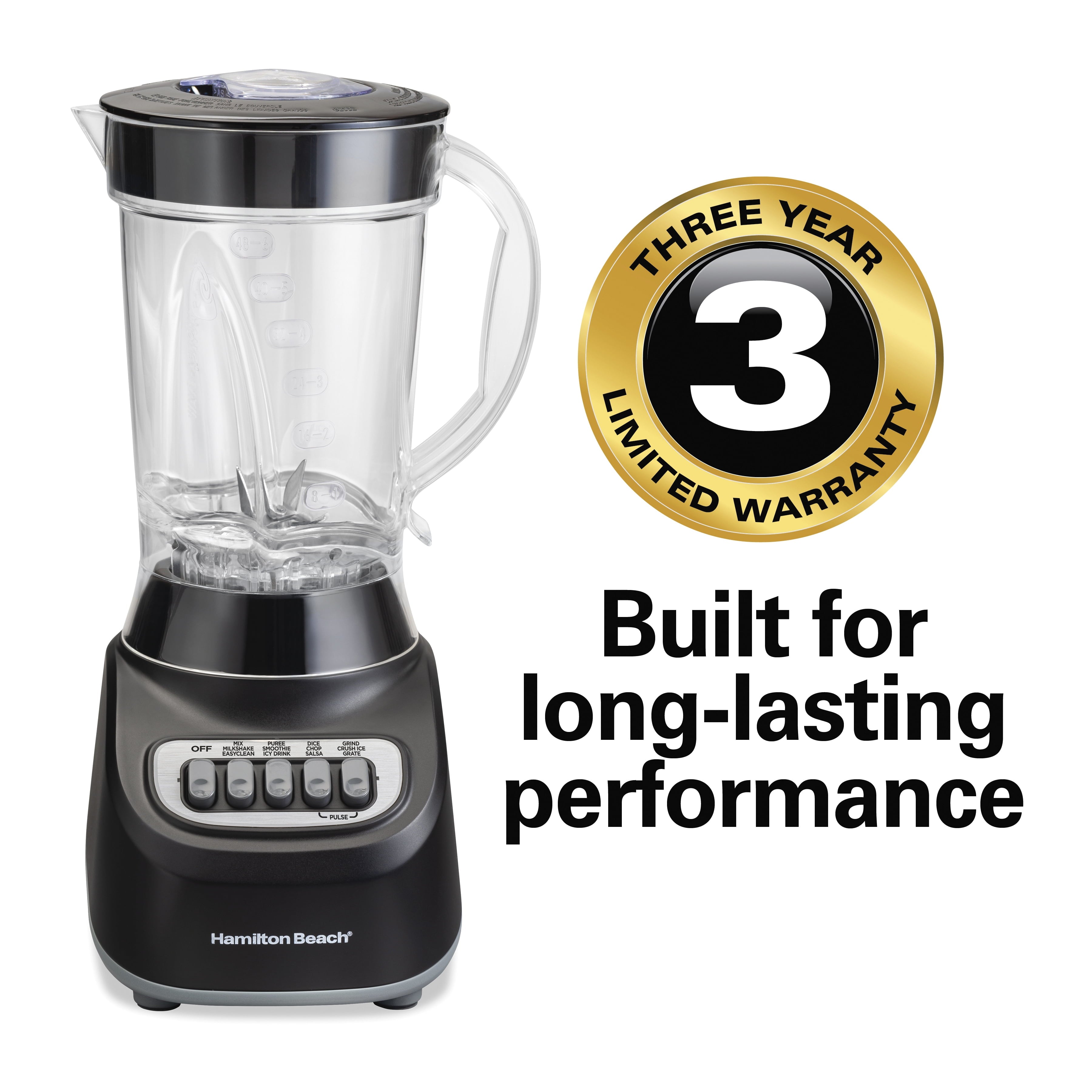 Hamilton Beach Smoothie Blender, 48 oz. Jar, 12 Blending Functions, Black, 50180F