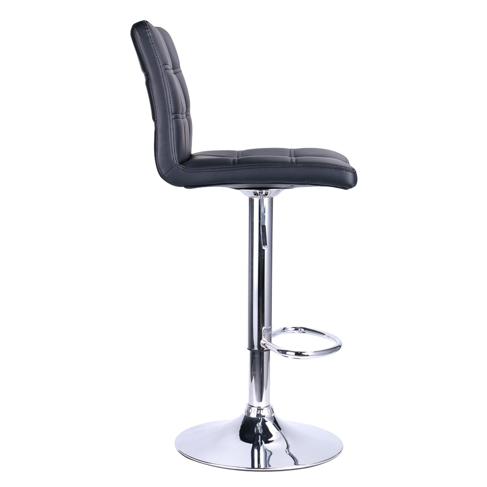 Leopard PU Leather Padded Square Back Adjustable Swivel Bar Stools,Black