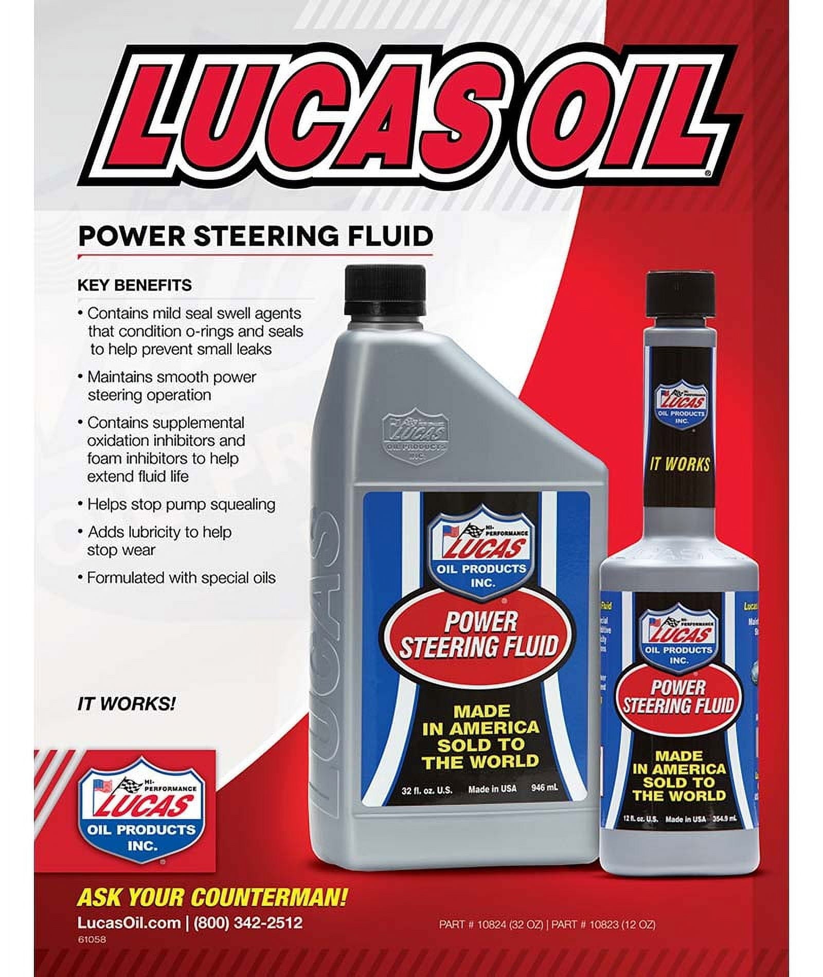 Lucas Oil Power Steering Fluid w/ Conditioners; 16 oz.