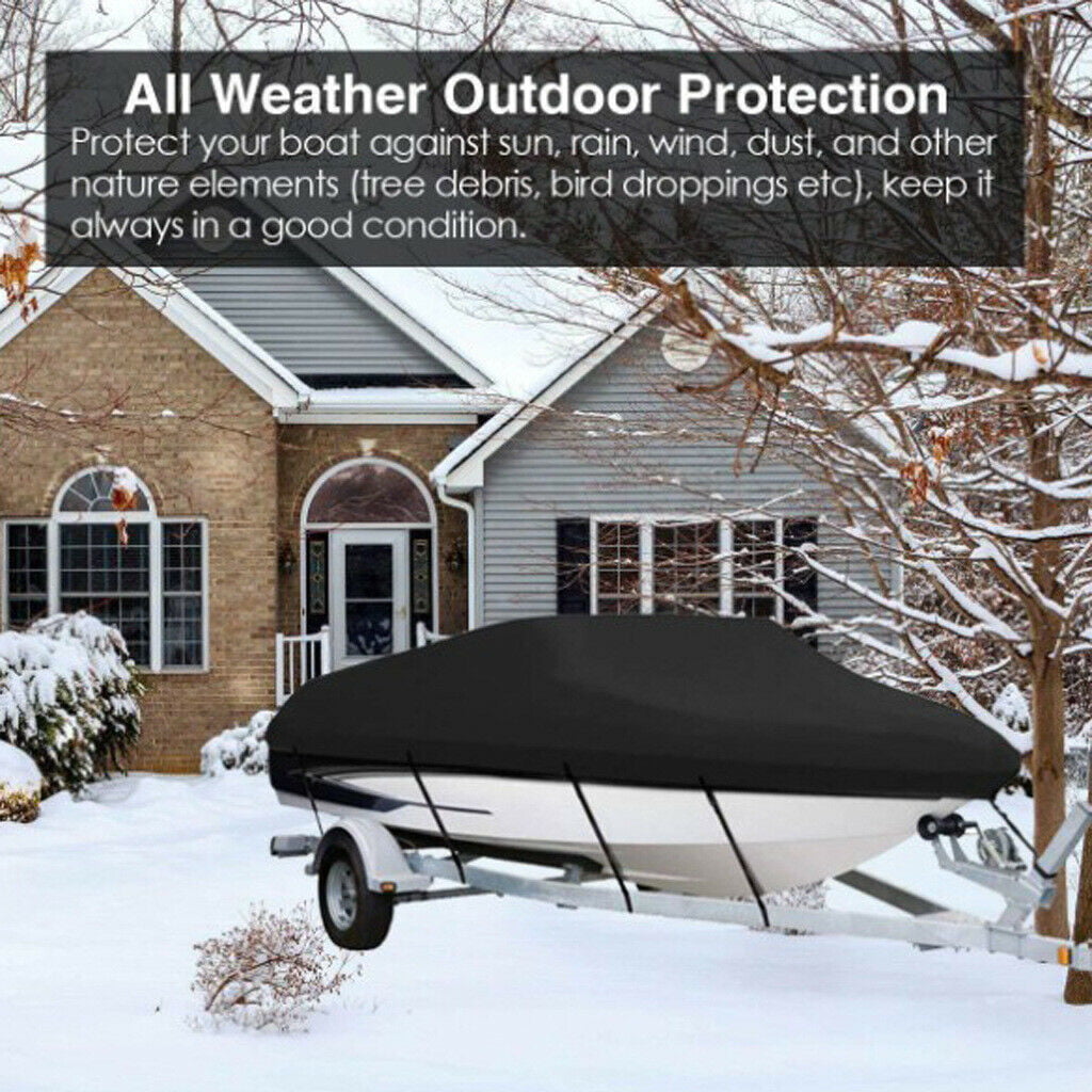 Waterproof Trailerable Runabout Boat Cover, Fit V-Hull Tri-Hull Fishing Ski Pro-Style Bass Boats Cover