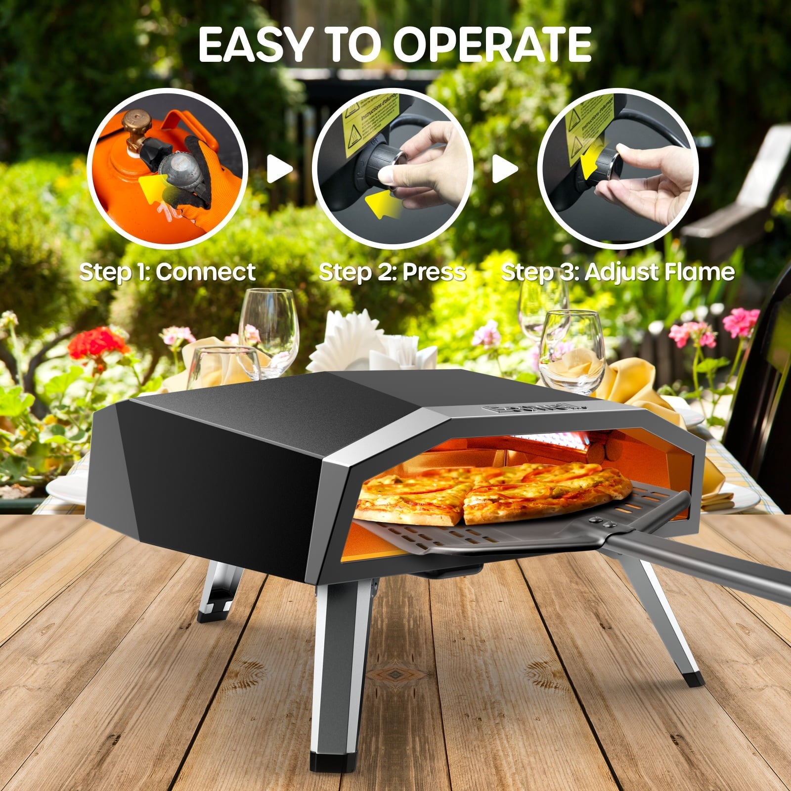 ECOWELL 16” Gas Outdoor Pizza Oven and Accessories