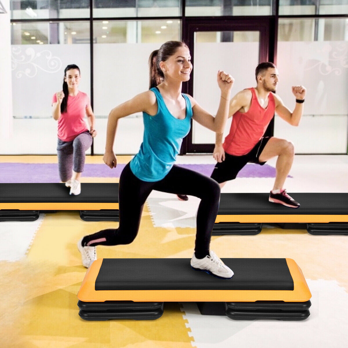 Costway Fitness Aerobic Step 43'' Cardio Adjust 4'' - 6'' - 8'' Exercise Stepper w/Risers