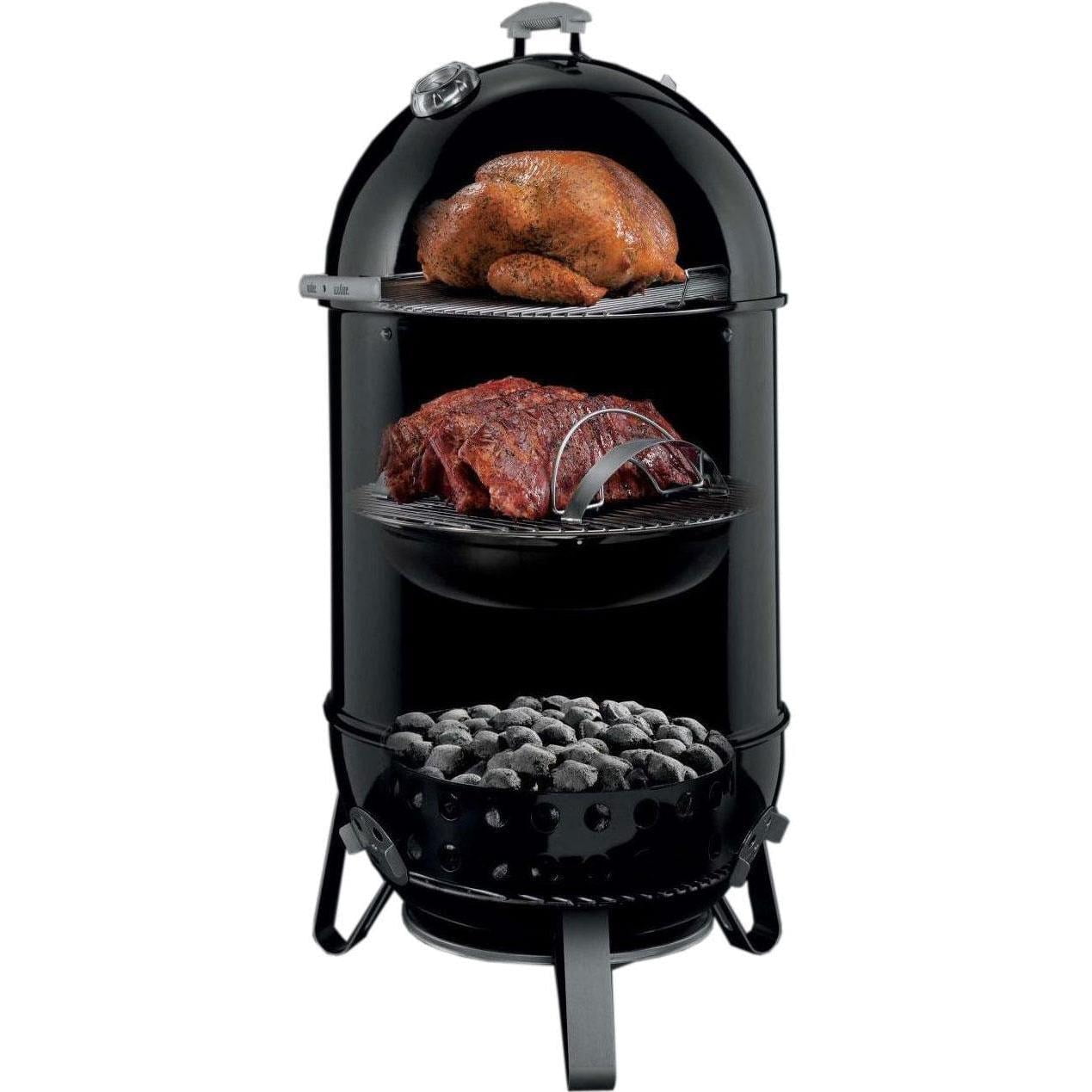 Weber 22 Inch Smokey Mountain Cooker Smoker In Black With Cover And Built-In Thermometer