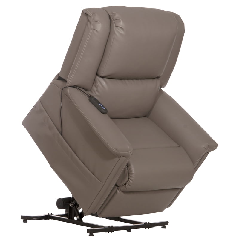Catnapper Hewitt Power Lift Lay-Flat Recliner with Gray Disinfectable PU Fabric