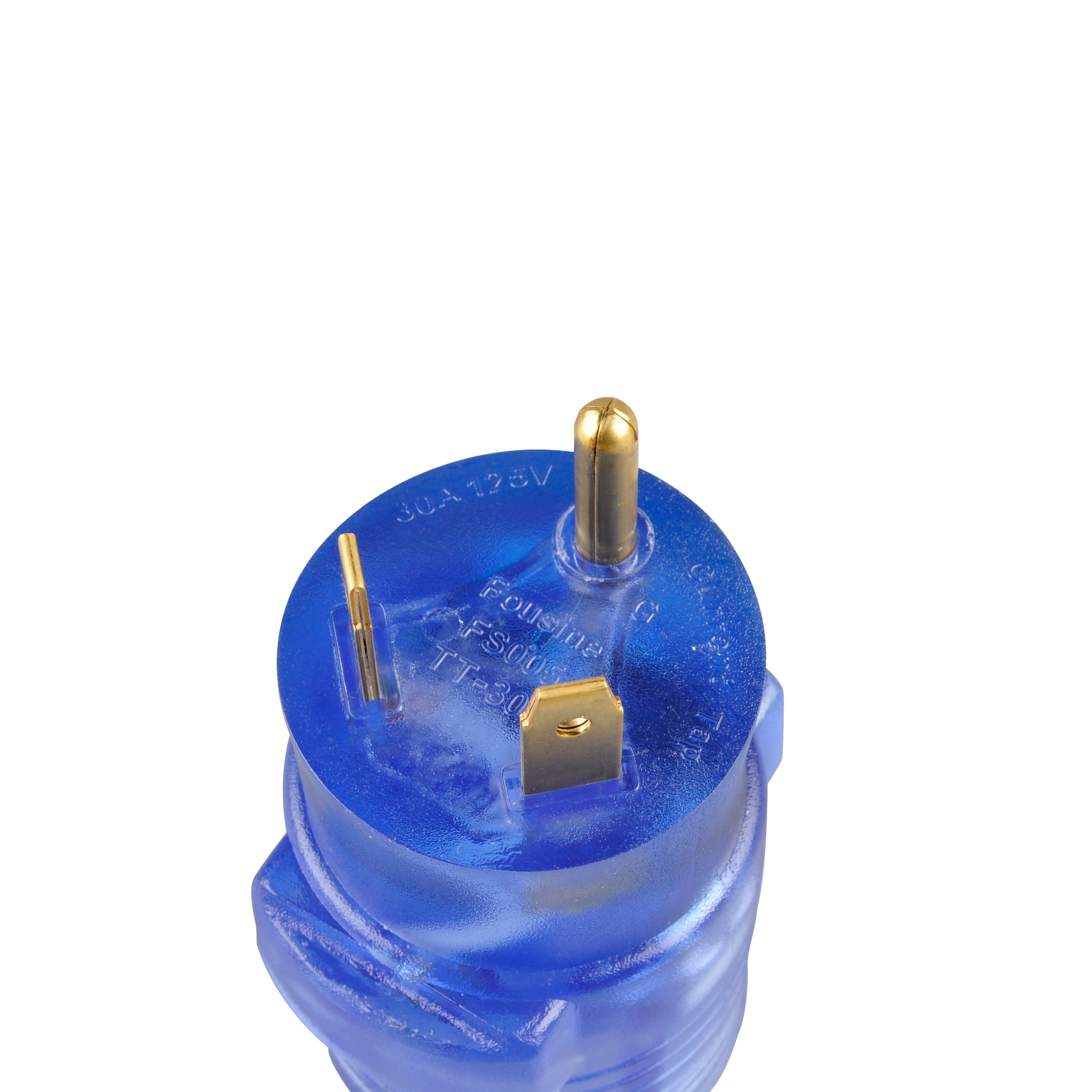 Auto Drive 30 to 50-Amp Universal RV Power Adapter with Light, Clear Blue