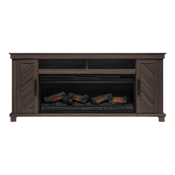 Challis 68 in. W Freestanding Media Mantel Electric Fireplace TV Stand in Waverly Oak