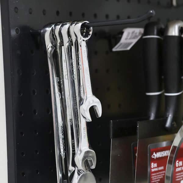 16 in. H x 16 in. W Heavy-Duty Steel Pegboard in Black with Mounting Hardware