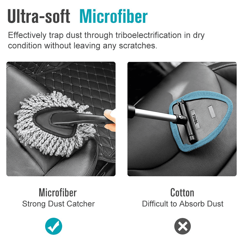 Multi-Functional Microfiber Car Duster Interior & Exterior Dash Dust Cleaner, Cleaning Detail Brush Dusting Washing Tool Kit for Car Home Kitchen Computer California Cleaning Products