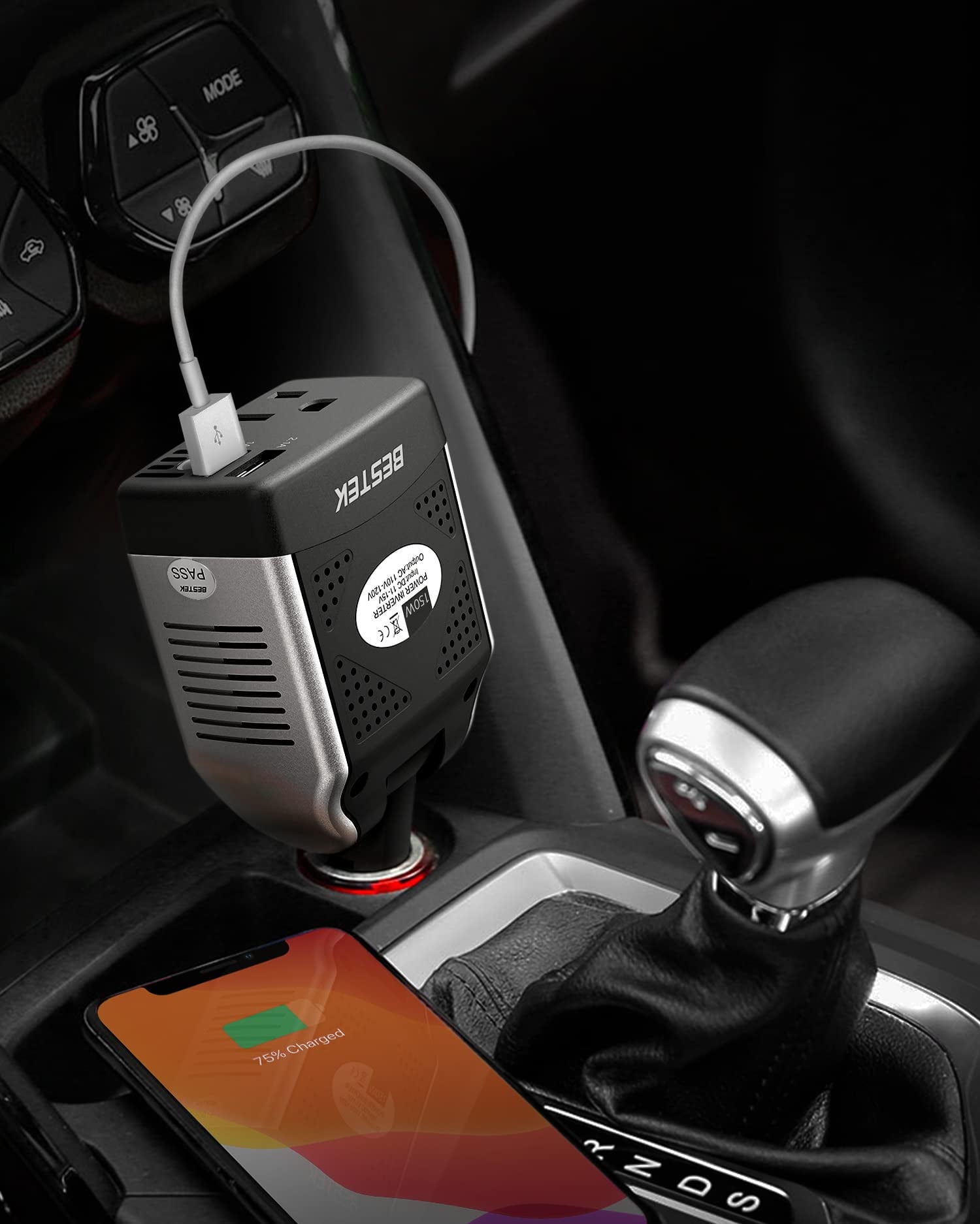 BESTEK 150W Power Inverter Car Charger with 2 USB Charging Ports