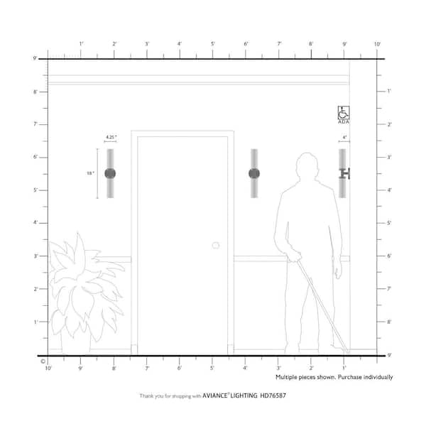 Aspen 2 Light Black ADA Vanity Sconce