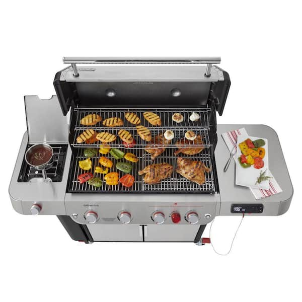 Genesis SPX-435 4-Burner Natural Smart Gas Grill in Stainless Steel with Side Burner