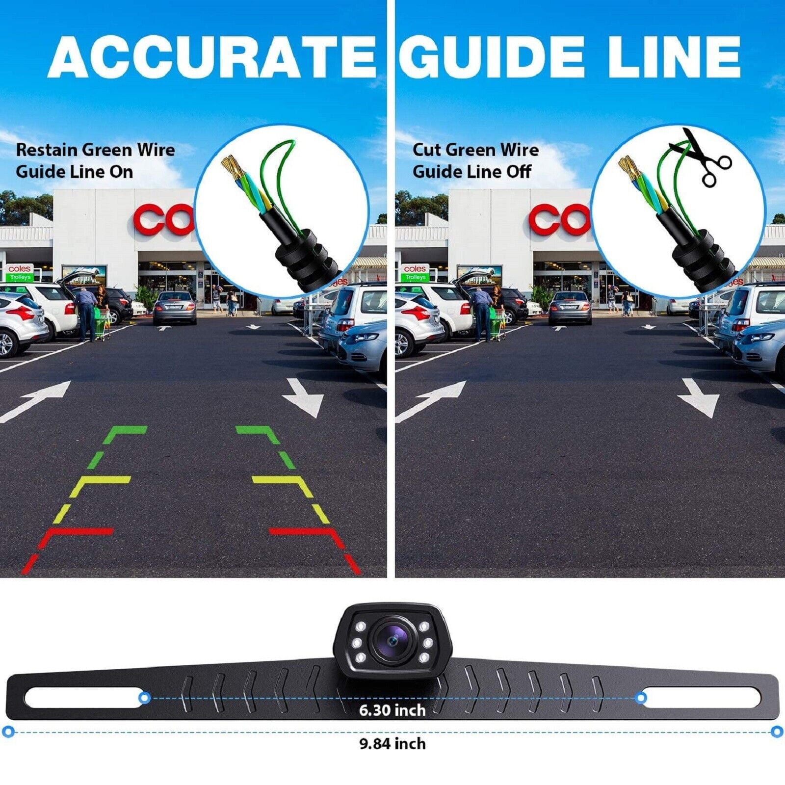 ZEROXCLUB B2 Car Backup Camera, License Plate Reverse Camera with Night Vision HD Rear View Parking Camera for Car Truck Pickup SUV Trailer 149° Wide View IP69 Waterproof